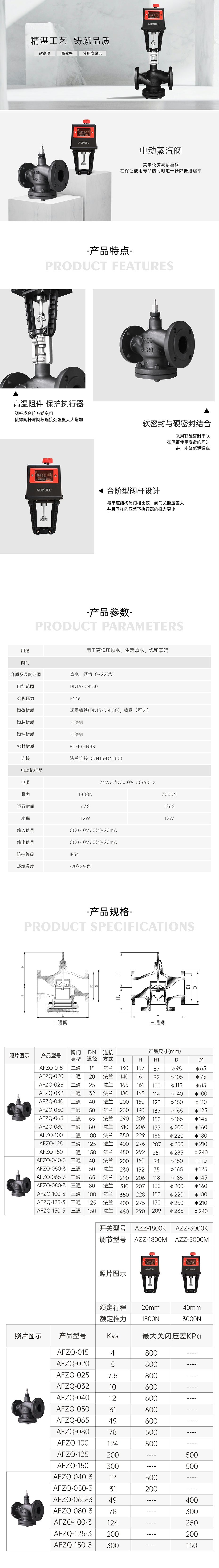 艾德默AFZQ系列电动蒸汽阀