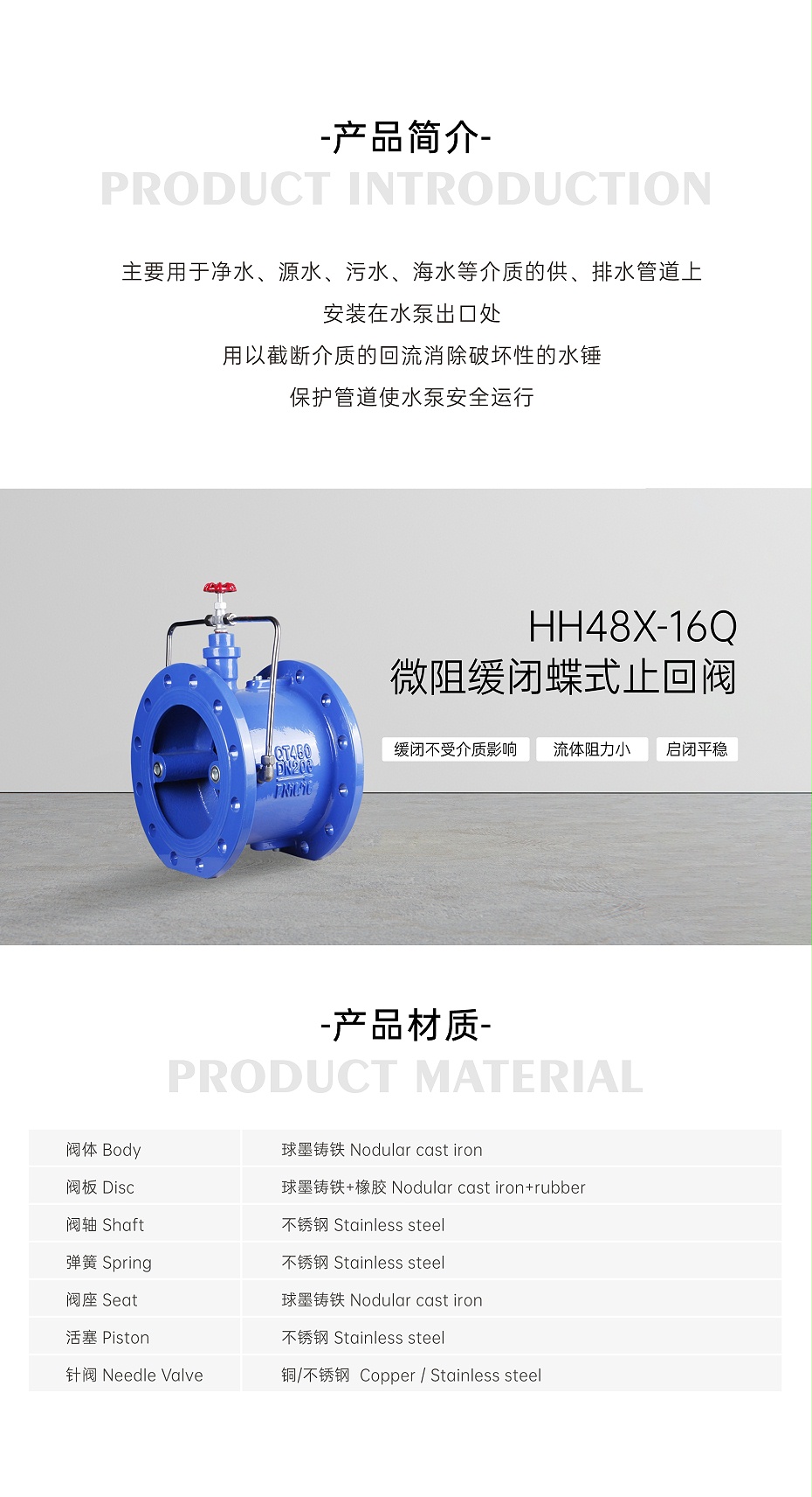 艾德默HH48X-16Q微阻缓闭蝶式止回阀