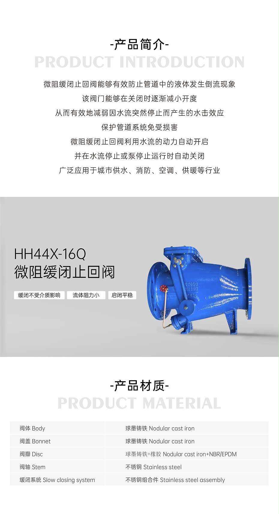 艾德默HH44X-16Q微阻缓闭止回阀