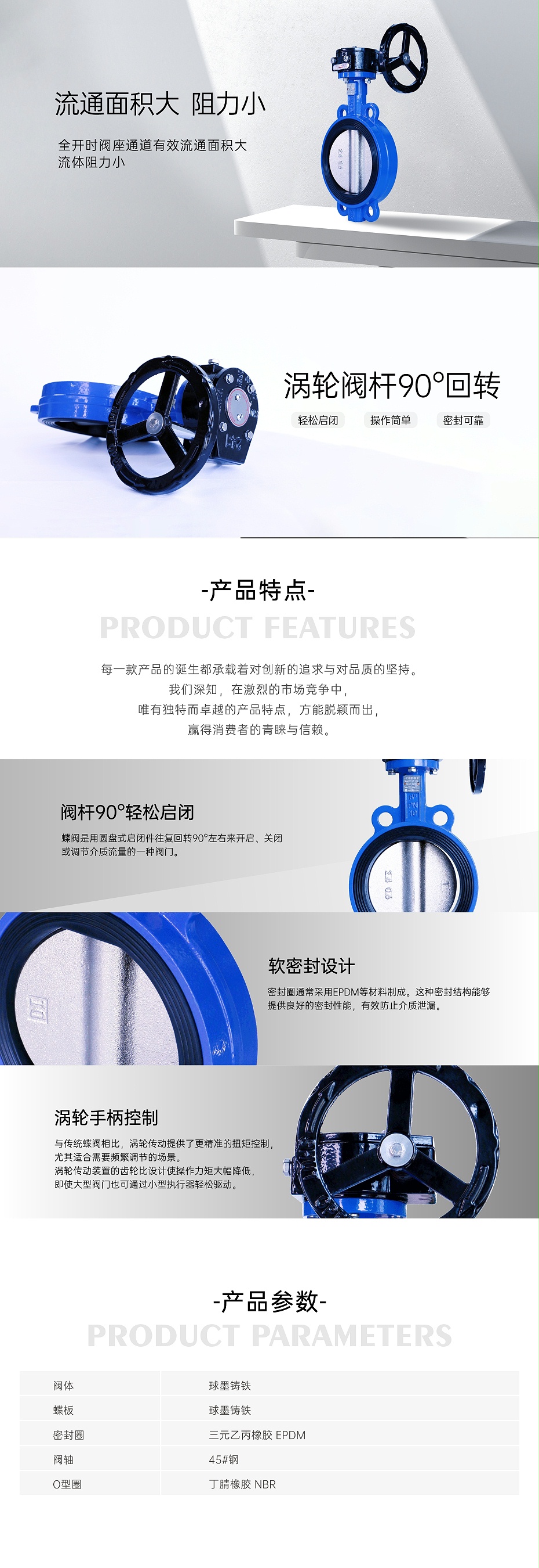 艾德默·甄易D371X-16Q对夹涡轮中线蝶阀