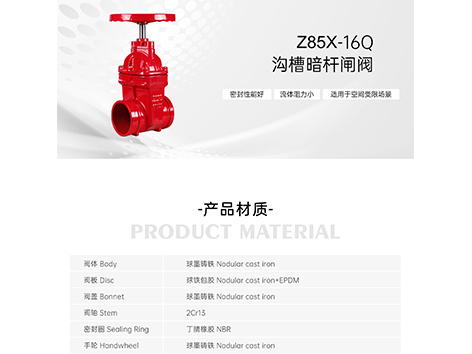 Z85X-16Q沟槽暗杆闸阀