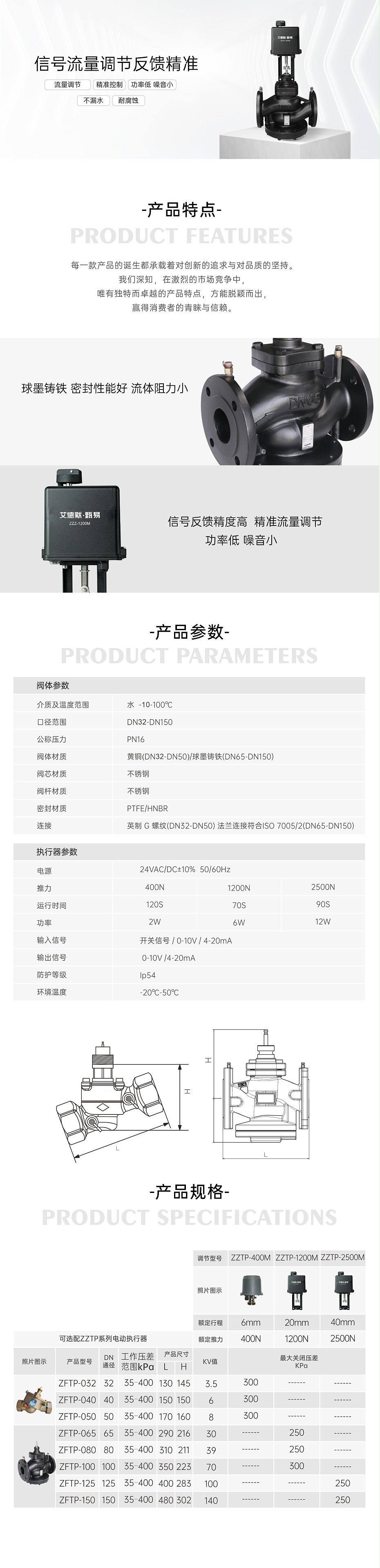 艾德默·甄易ZFTP系列动态压差平衡电动调节阀