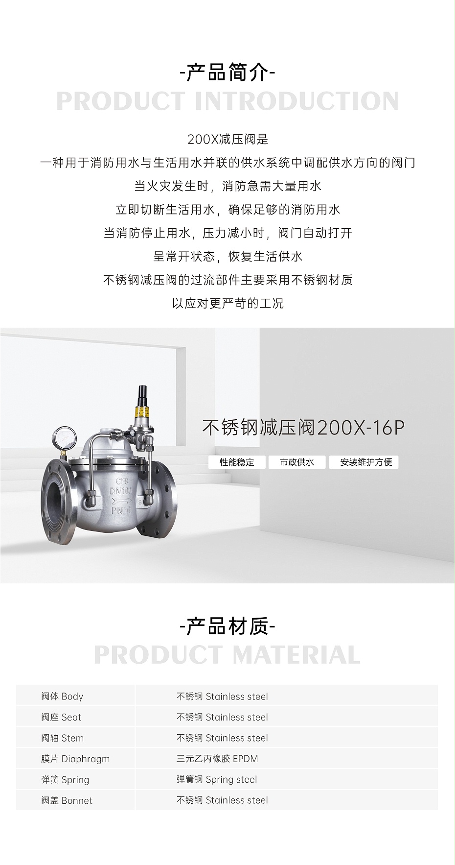 艾德默200X-16P不锈钢减压阀