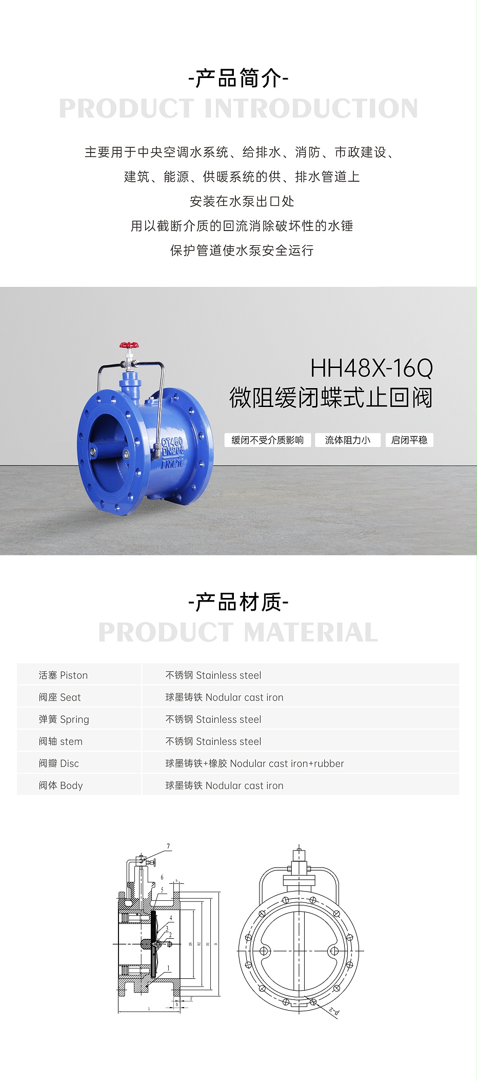 艾德默HH48X-16Q微阻缓闭蝶式止回阀