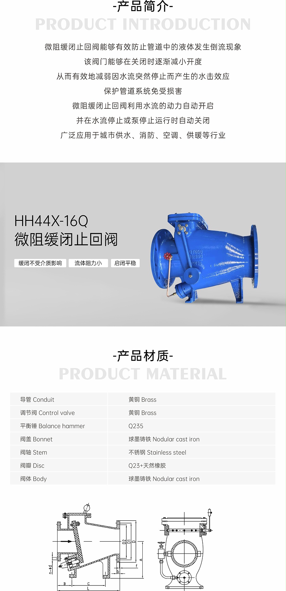 艾德默HH44X-16Q微阻缓闭止回阀