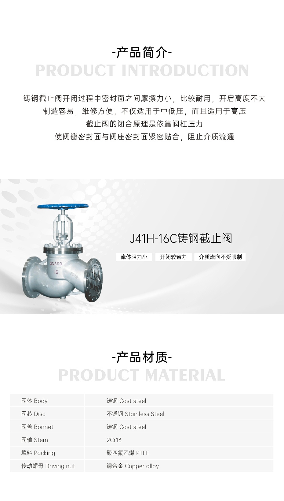 艾德默·甄易J41H-16C铸钢截止阀